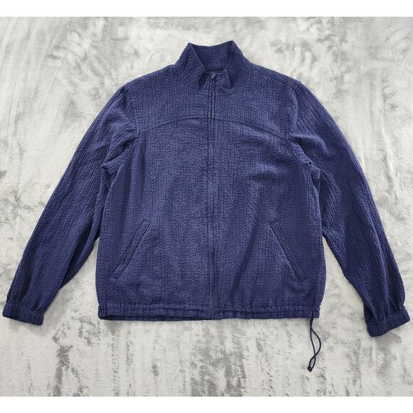 Vintage 90s Orvis Zip Front Crinkle Long Sleeve Jacket Size MP Blue Lightweight - Picture 1 of 8